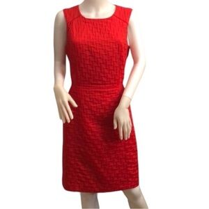 Banana Republic Textured Candy Apple Red Sleeveless Midi Dress Sz 0